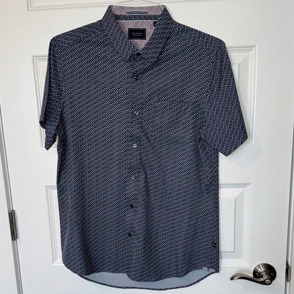 7 Diamonds Dark Blue Patterned Men's Shirt - Picture 1 of 3